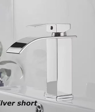 Moderne Waterval Kraan Zwart - RVS Wastafelkraan met Warm & Koud Water