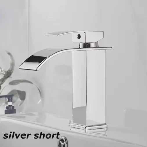 Moderne Waterval Kraan Zwart - RVS Wastafelkraan met Warm & Koud Water