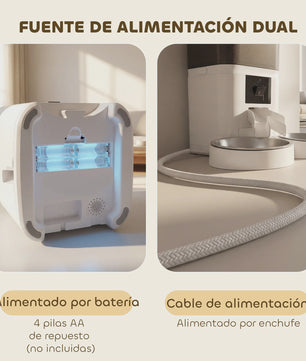 Pawhut Automatische Voerbak 6L met Wifi & App Bediening - Programmeerbaar, 2 Bakken, Spraakopname