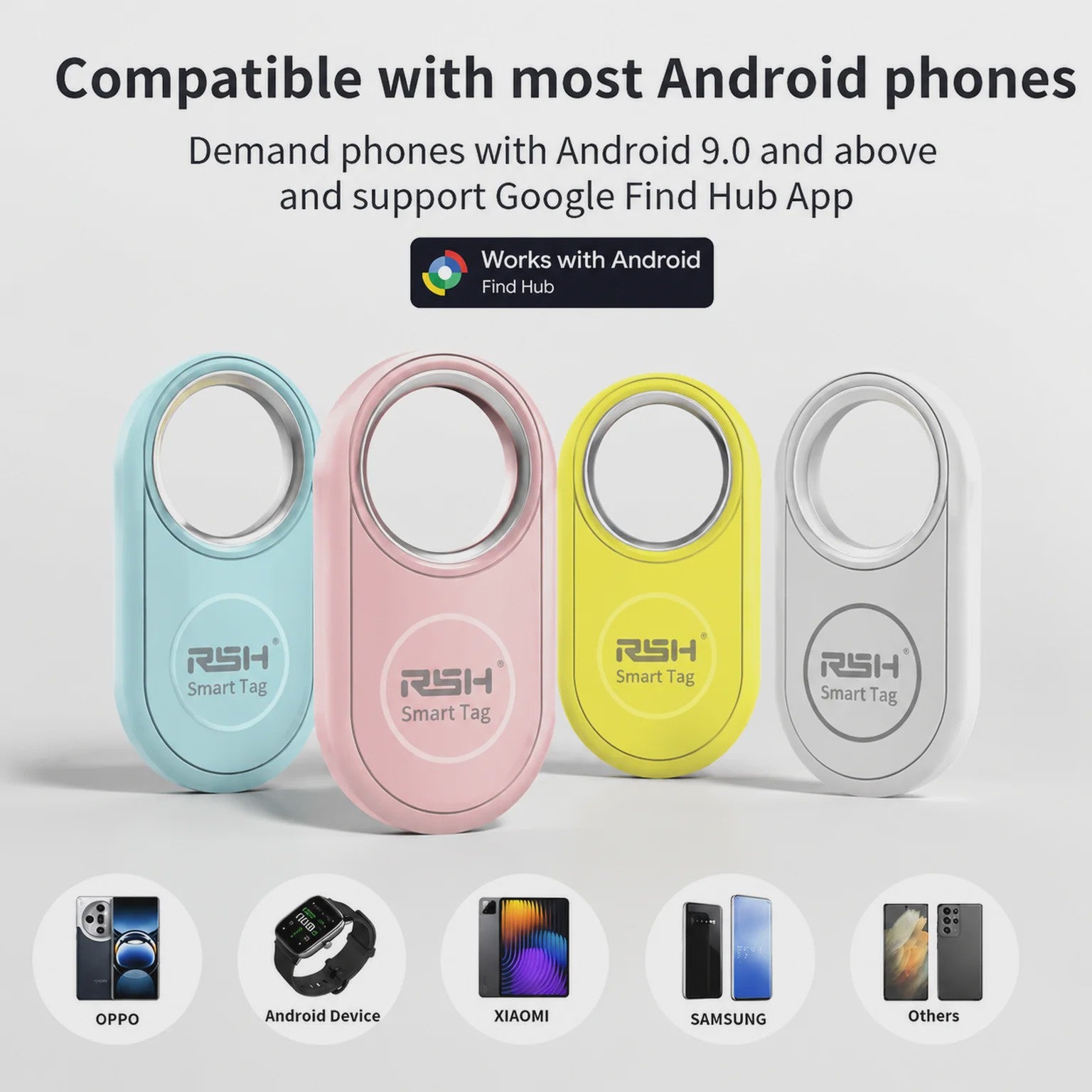 4x RSH Smart Tag Tracker - Vind Je Spullen Terug met Google Find My