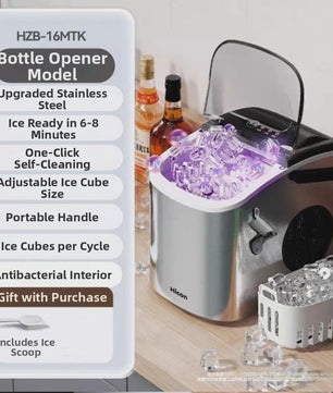 Draagbare IJsmachine 220V - Snel IJs Maken voor Thuis & Camping - Zelfreinigend & Energiezuinig