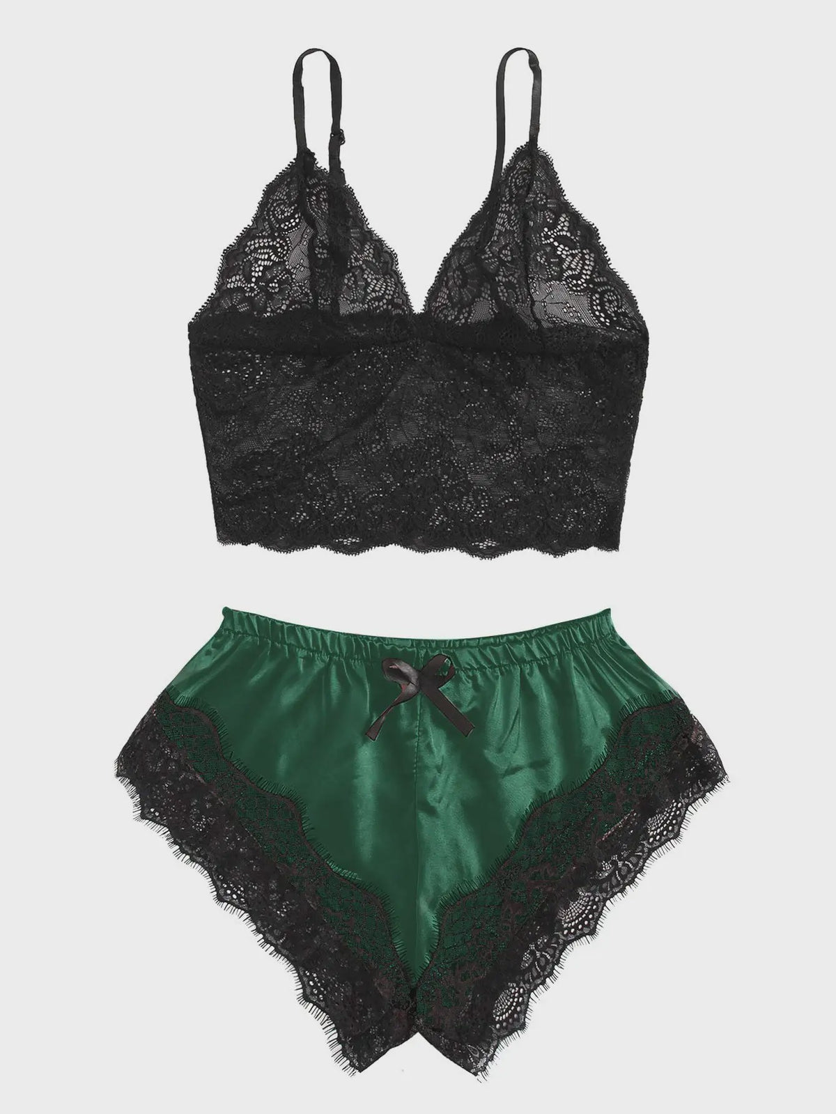 Dames Pyjamaset Satijn met Kant - Sexy Cami Top en Shorts Nachtkleding Zomer