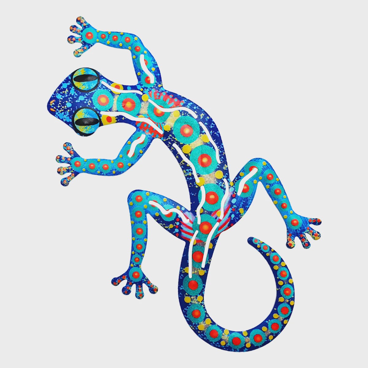 Kleurrijke Metalen Muurdecoratie Gecko - Levendige Hagedis Sculptuur voor Binnen & Buiten
