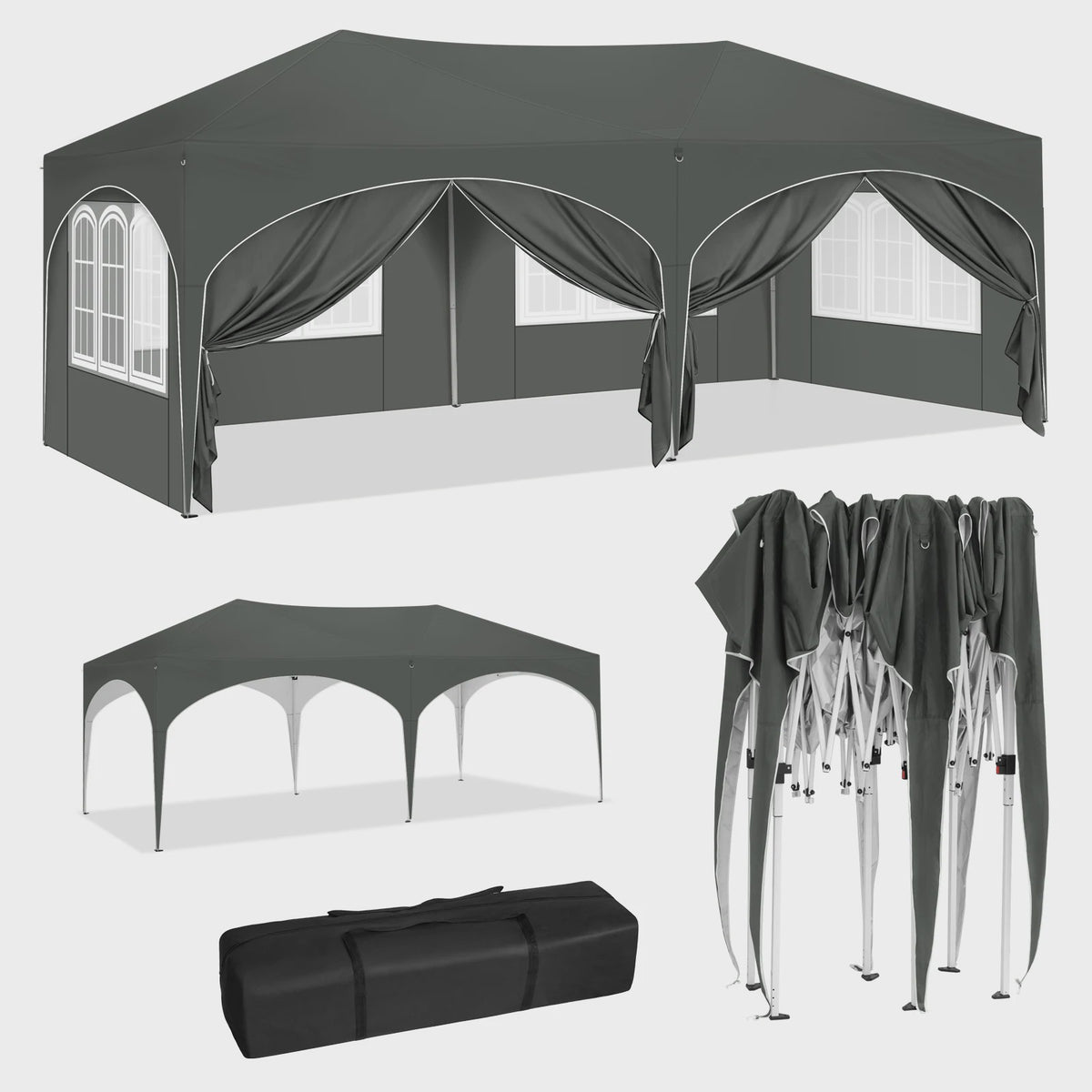 Inklapbaar Paviljoen 3x6m met 6 Zijwanden - Waterdicht, UV-bescherming & Draagtas