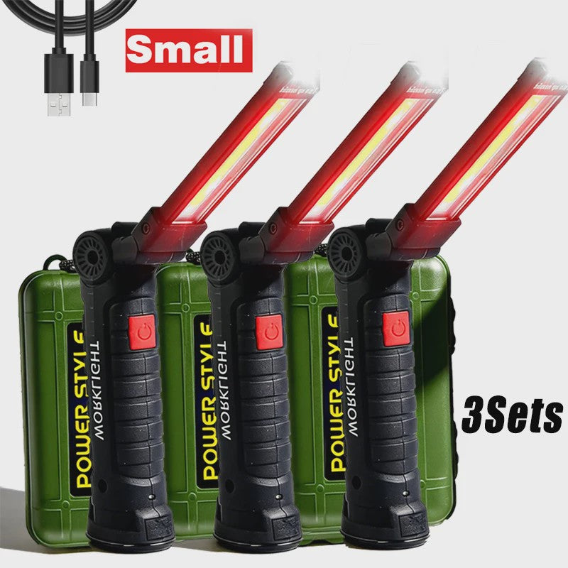 360° Draaibare LED Werklamp met 5 Modi, USB Oplaadbaar, Magneetvoet & Haak