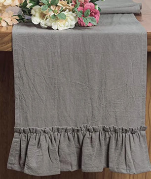 Romantische Katoenen Tafelrunner met Ruches - Perfect voor Feesten, Bruiloften en Decoratie