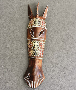 Handgesneden Afrikaans Houten Masker - Decoratieve Muurdecoratie met Tribale Kunst (50cm)