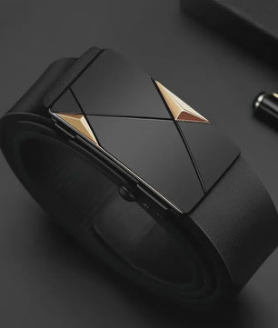Luxe Heren Riem met Automatische Gesp - PU Leer, Zakelijk & Casual, Geometrisch Design