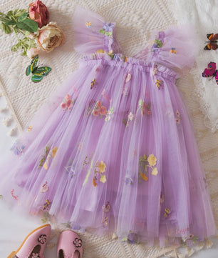 Zomerse Prinsessenjurk Meisjes met Kant en Bloemenprint - Perfect voor Feestjes en Bruiloften