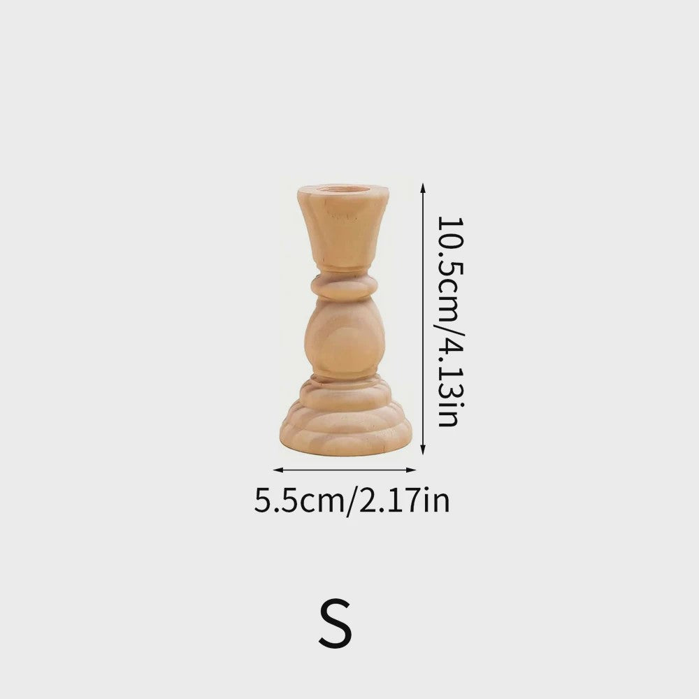 Set Houten Kandelaars - Onbehandeld Hout voor Tafeldecoratie, Bruiloft & Feest