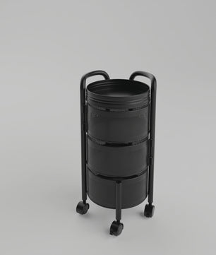 Draaibare Keuken Trolley 3-5 Laags - Carbon Staal Mesh Opbergrek met Wielen & Deksel
