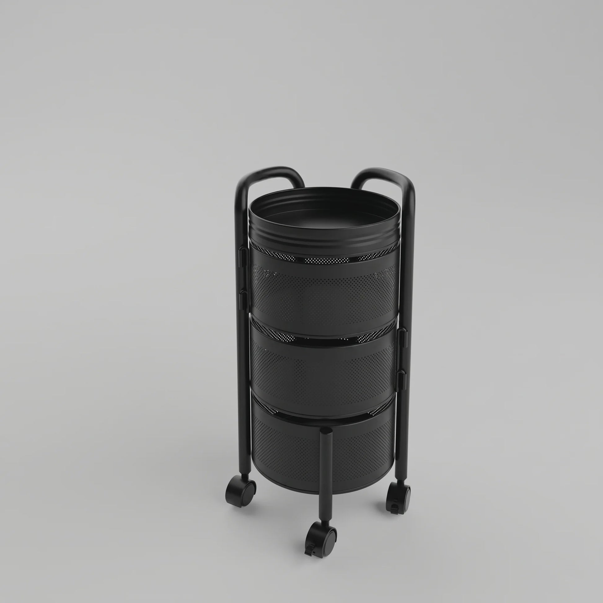 Draaibare Keuken Trolley 3-5 Laags - Carbon Staal Mesh Opbergrek met Wielen & Deksel