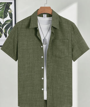 Casual Linnen Look Korte Mouw Shirt Heren - Zomerse Stijl