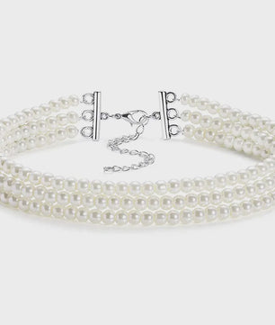 Elegante Multi-Rij Parel Choker Ketting - Handgemaakt Vintage Sieraad