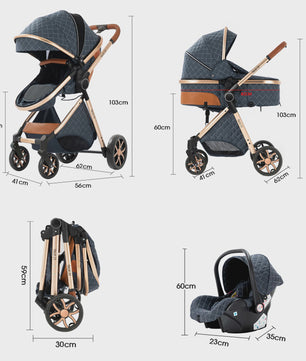 Magic ZC Premium 3-in-1 Baby Reiswieg & Kinderwagen Set - Luxe Beige, Compact, Inclusief Autostoel & Draagmand, Geschikt Vanaf Geboorte