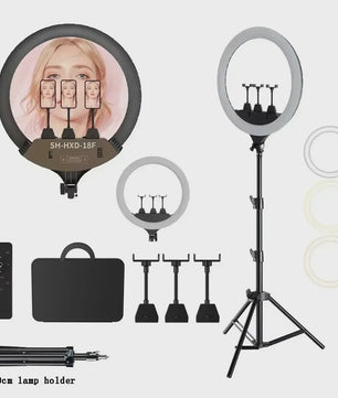 18 Inch Ring Light LED Videolamp met Statief & Telefoonhouder - Perfect voor YouTube, Live Streaming & Fotografie