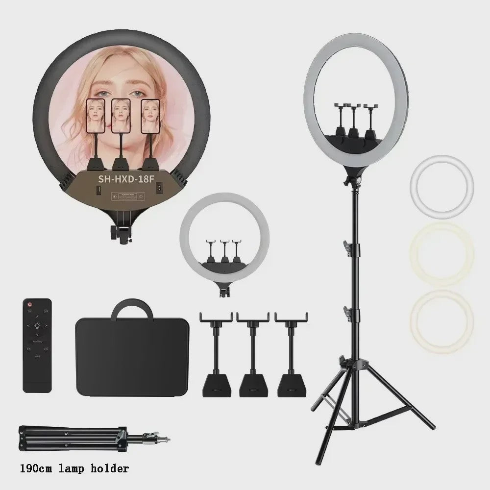 18 Inch Ring Light LED Videolamp met Statief & Telefoonhouder - Perfect voor YouTube, Live Streaming & Fotografie