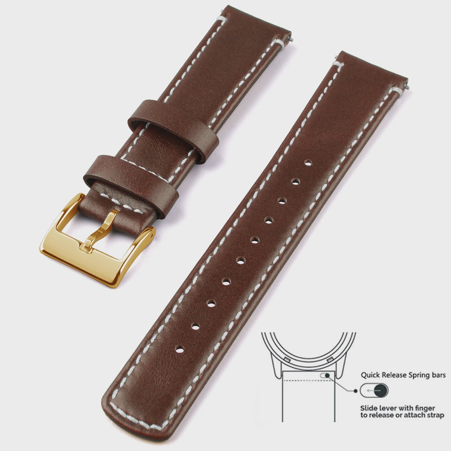 Top Grain Echt Lederen Horlogeband - 20mm/22mm Quick Release - Voor Heren, Dames & Samsung Galaxy Watch