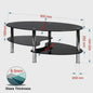 Ovale Glazen Koffietafel met 2 Niveaus - 90x50x45cm - Stijlvol en Modern