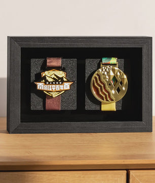Houten Medaille Display Frame met Fotolijst - Voor Marathon, Sport en Herinneringen