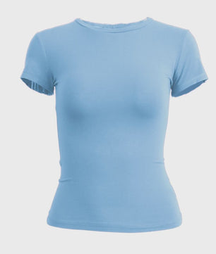 Dames Slim Fit Gebreid T-shirt met Ronde Hals - Korte Mouwen
