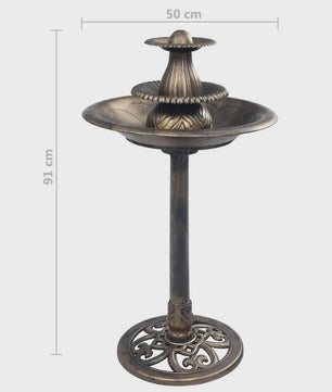 Bronzen Vogelbad Fontein met Bekken - 50x91 cm - Duurzaam Kunststof voor Tuin & Terras