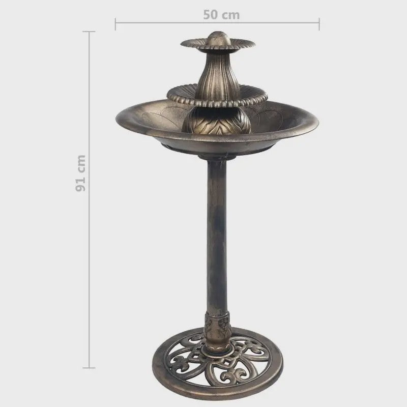 Bronzen Vogelbad Fontein met Bekken - 50x91 cm - Duurzaam Kunststof voor Tuin & Terras