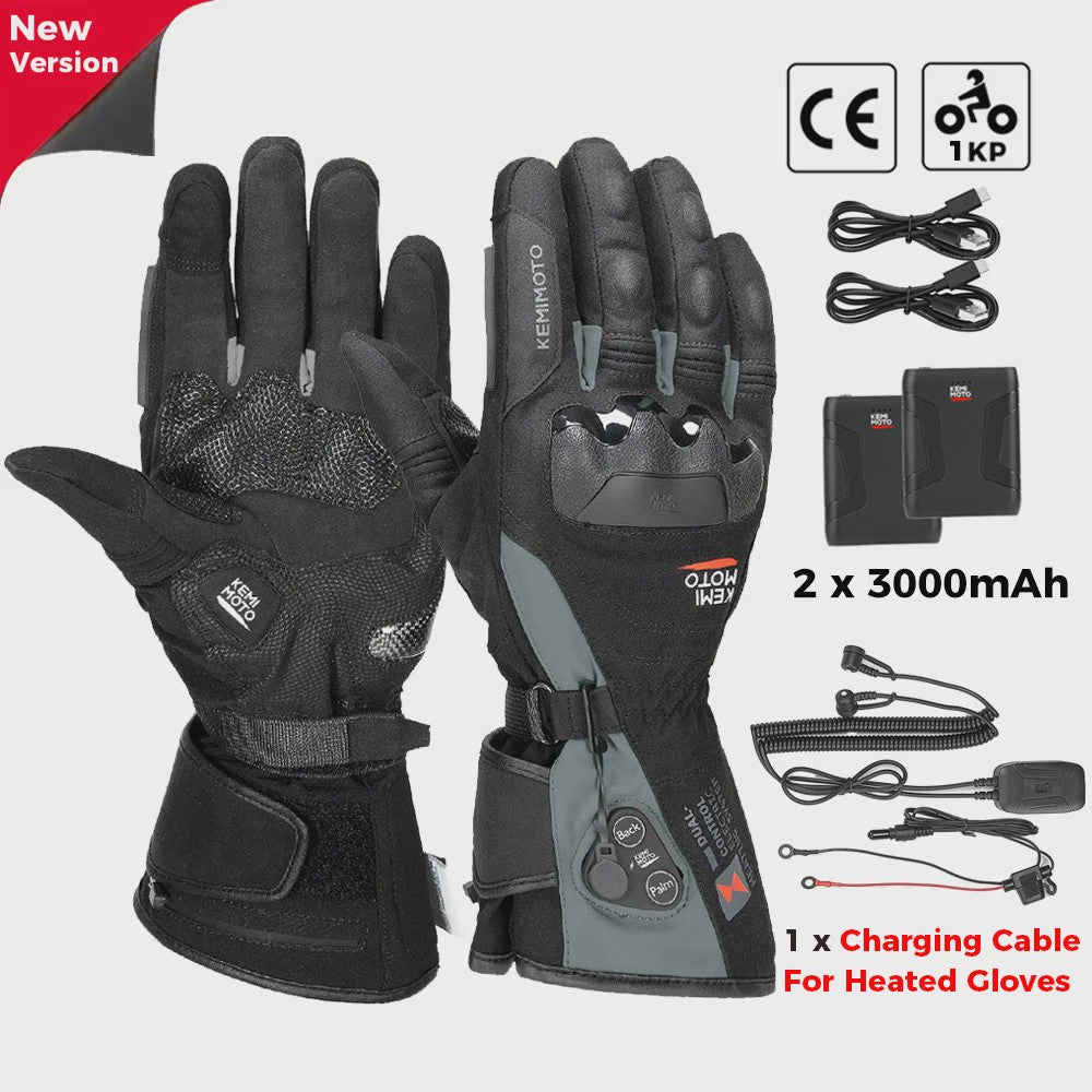 KEMIMOTO Verwarmde Motorhandschoenen - Waterdicht, Oplaadbaar & Warm voor de Winter