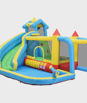 Opblaasbaar Speelkasteel 5-in-1 met Glijbaan, Waterbad en Voetbalnet voor Kinderen