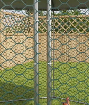 Grote Stalen Kippenhok Buiten met Dak - 400x346x263cm - Grijs - Ruim voor 10-15 Kippen & Kleine Dieren