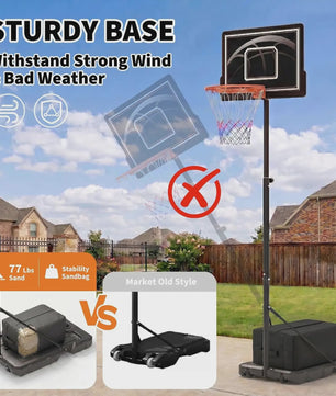 Verstelbare Buiten Basketbalpaal 253-362 cm met Transparant PC Bord en Mobiele Basis
