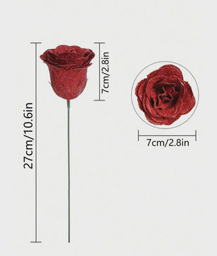Glitter Rozen Boeket - Kunstbloemen voor Kerst, Valentijnsdag & Decoratie