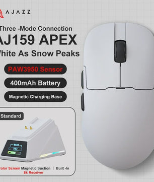 Ajazz AJ159 PRO/APEX Gaming Muis: 8000Hz, PAW3950 Sensor, Kleurenscherm Dock