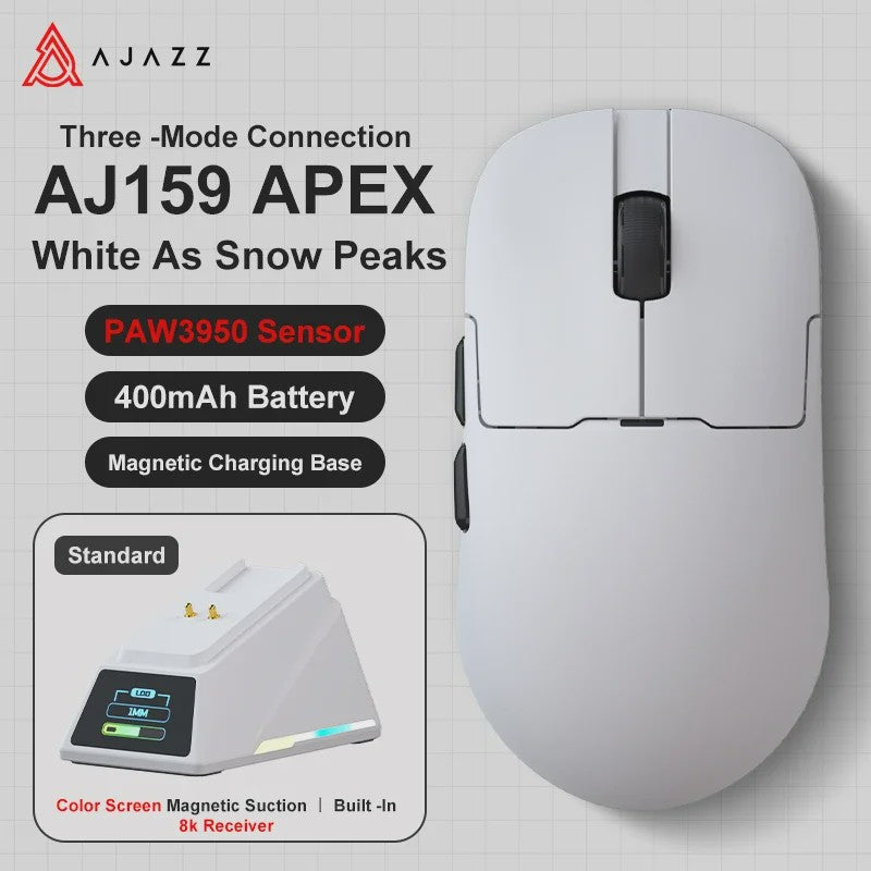 Ajazz AJ159 PRO/APEX Gaming Muis: 8000Hz, PAW3950 Sensor, Kleurenscherm Dock