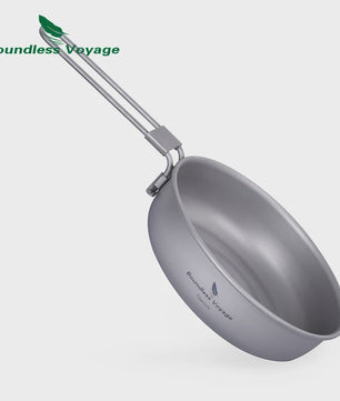 Lichtgewicht Titanium Koekenpan met Opvouwbaar Handvat - Ideaal voor Camping & Outdoor Koken