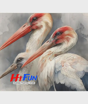 Diamond Painting Ooievaar Kustvogel - Volledige Ronde Diamanten Borduurkit voor Muurkunst