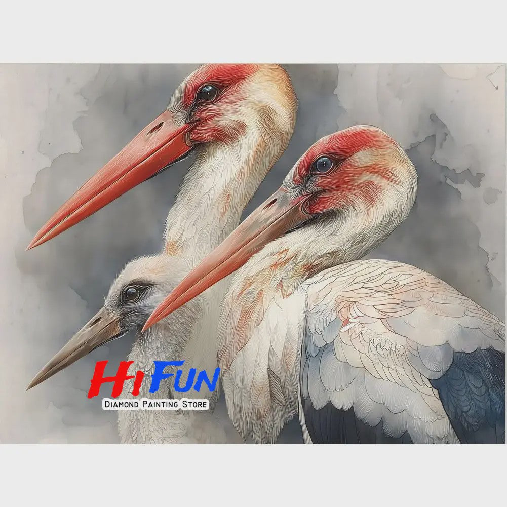 Diamond Painting Ooievaar Kustvogel - Volledige Ronde Diamanten Borduurkit voor Muurkunst
