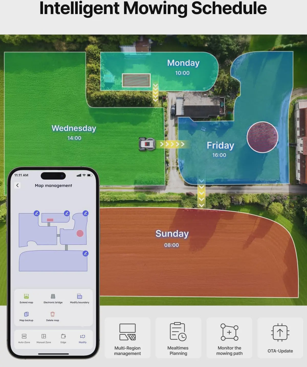 ANTHBOT M9 Robotmaaier: Draadloze RTK+Vision grasmaaier met AI, app-bediening en multi-zone mapping