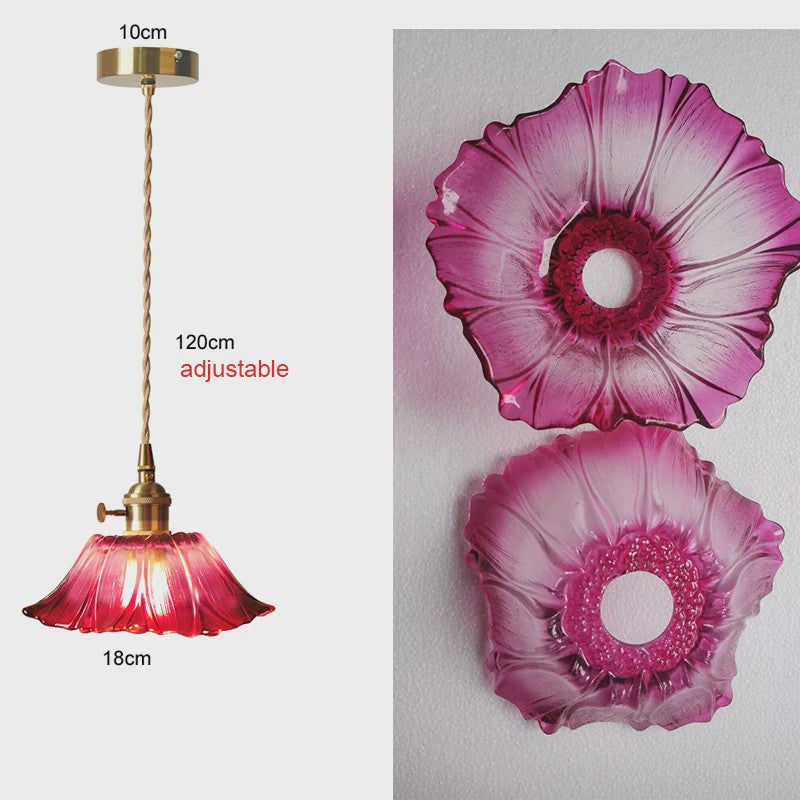 Vintage Bloemen Glazen Hanglamp - Sfeervolle Decoratie voor Woonkamer & Slaapkamer