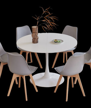 Nordic Ronde Eetkamertafel met 6 Stoelen - Stijlvol en Comfortabel