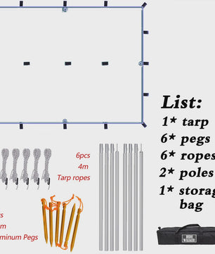 Waterdichte Tarp Tent - Lichtgewicht Outdoor Shelter & Luifel voor Camping & Survival