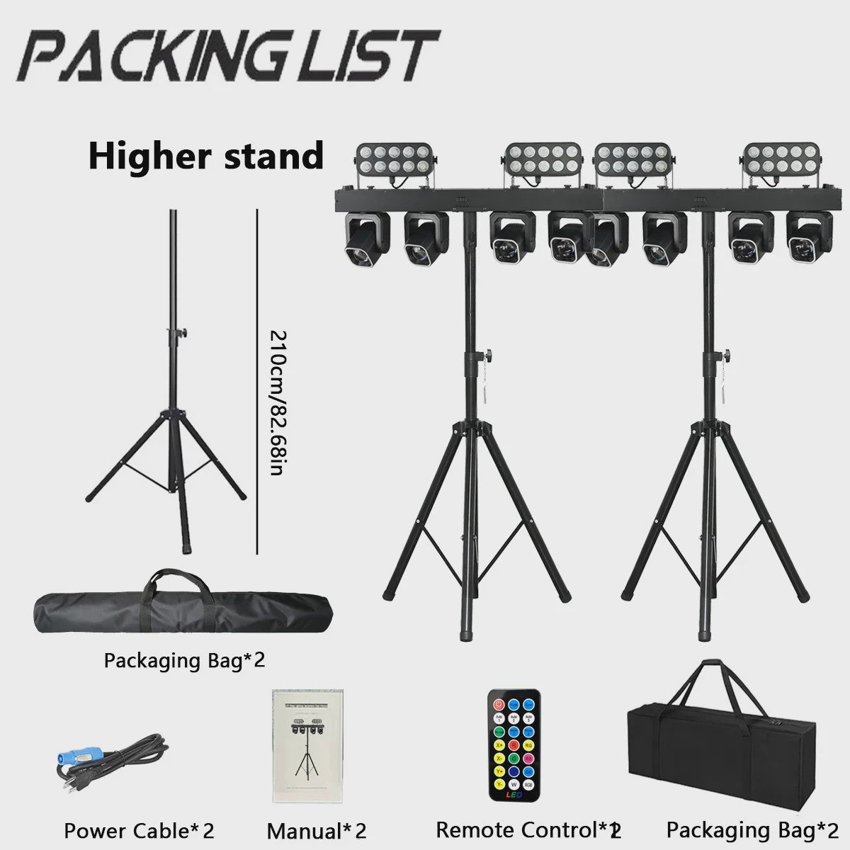 4-in-1 LED DJ Licht Effect Bar: Beam, Wash, Strobe & Ring met Afstandsbediening