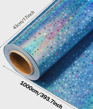 Holografisch Sterren Cadeaupapier Blauw - Glanzend & Feestelijk