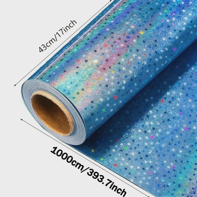 Holografisch Sterren Cadeaupapier Blauw - Glanzend & Feestelijk