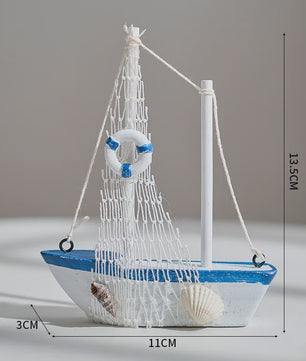 Houten Zeilboot Miniatuur - Mediterrane Stijl Nautische Decoratie