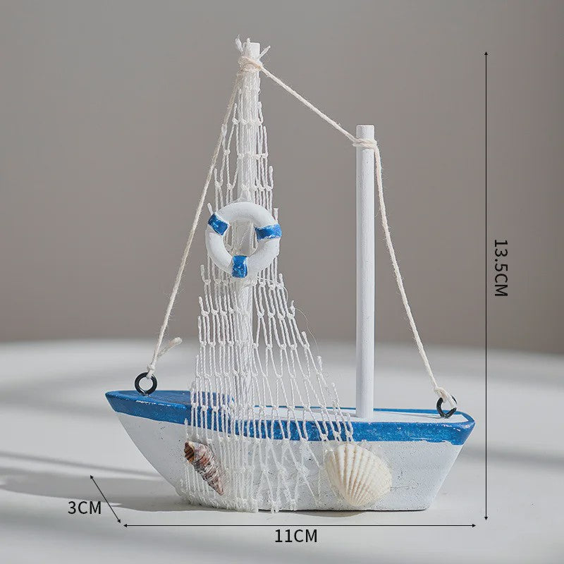 Houten Zeilboot Miniatuur - Mediterrane Stijl Nautische Decoratie