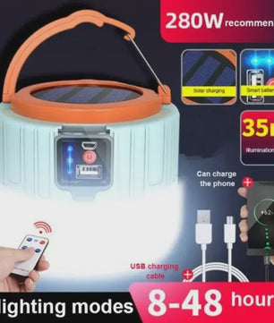 Draagbare Solar LED Camping Lantaarn met USB Opladen & Afstandsbediening
