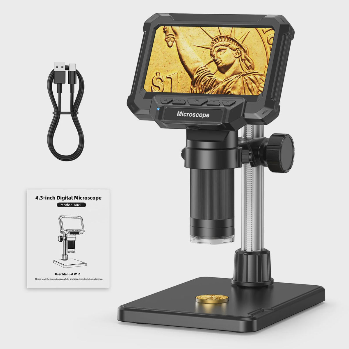 Digitale Microscoop met 4.3" IPS Scherm, 1600x Vergroting, HD Video & Foto