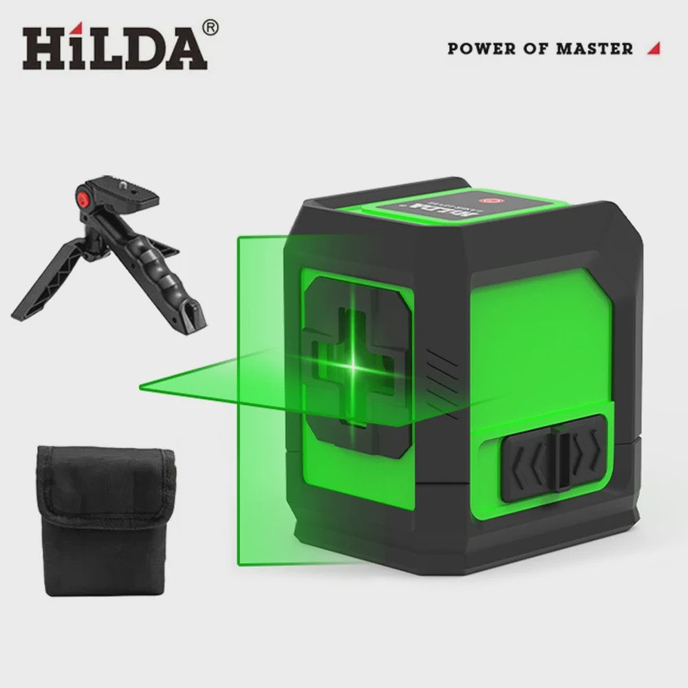HILDA Groene Laserwaterpas met 2 Lijnen, Magnetische Bevestiging en Kruislaser