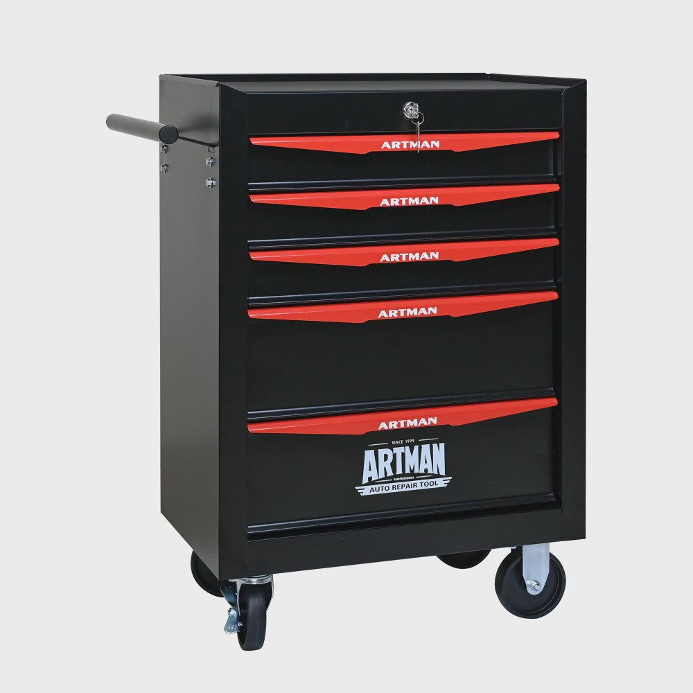 Mobiele Gereedschapswagen met 5 Lades - Zwart/Rood